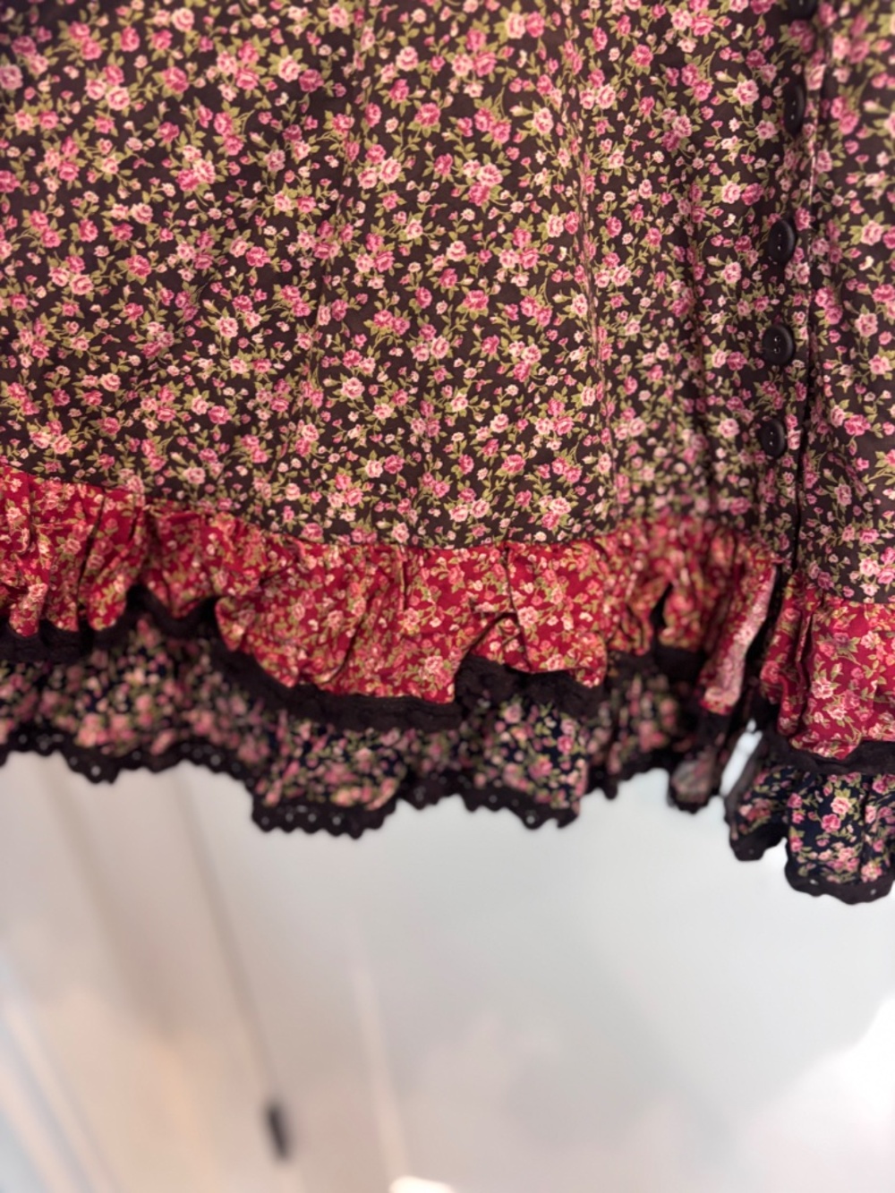 Vintage Betsey Johnson Brown Floral Corset Dress size 4 - Picture 3 of 6